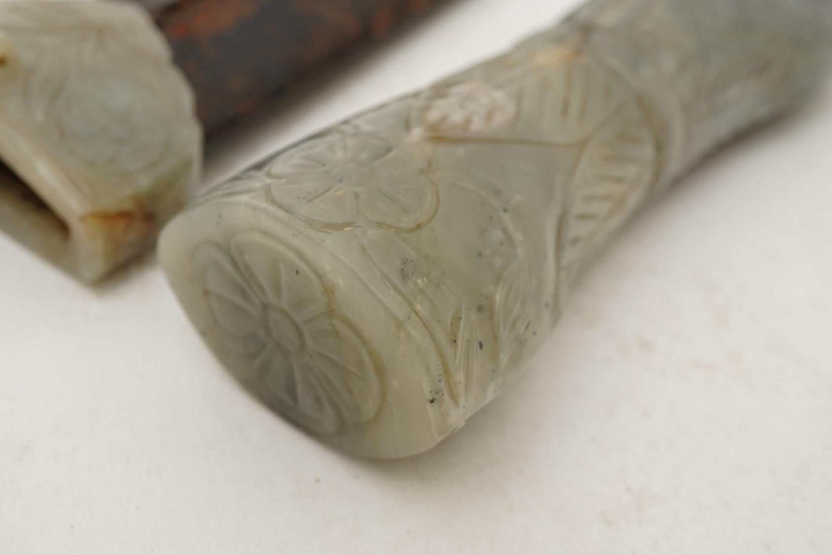 A Chinese or Indian Mughal style jade mounted dagger, 19th century